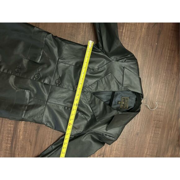 Compagnie Internationale Express Trench Black Classic Designer Jacket Sz 5/6 - Picture 8 of 10